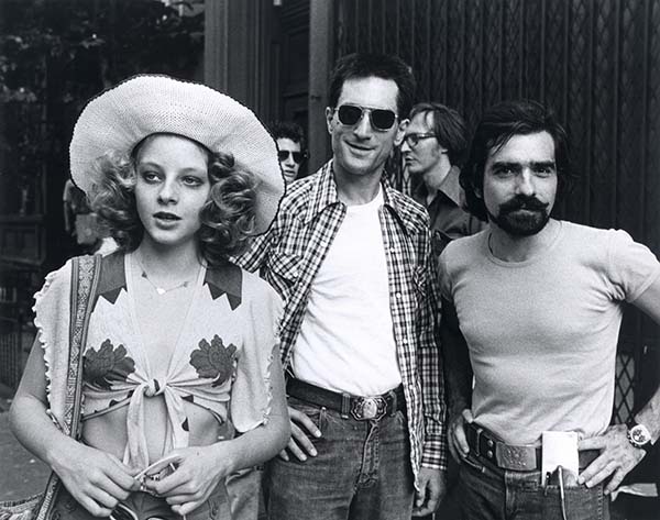 Jodie Foster, Robert De Niro e Martin Scorsese sul set di "Taxi Driver"