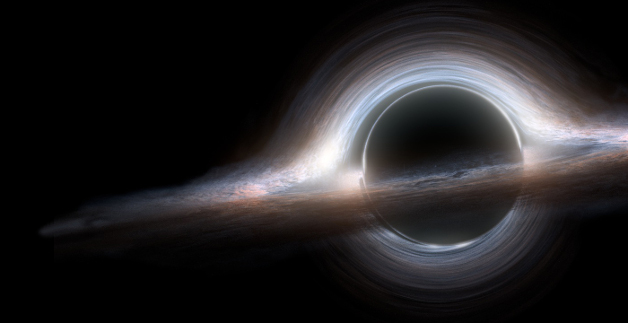 Rappresentazione artistica dell'effetto lente gravitazionale causato da un Buco Nero (dal film Interstellar)