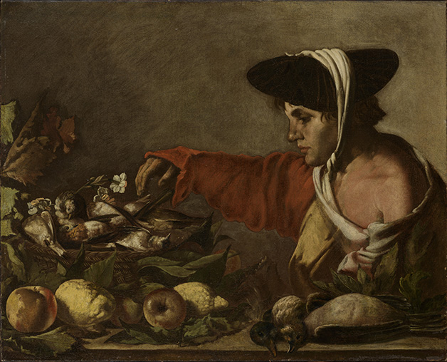 Hendrick Terbrugghen (attr.). Ragazzo con frutta e cesta di cacciagione, 1620-1630 circa 