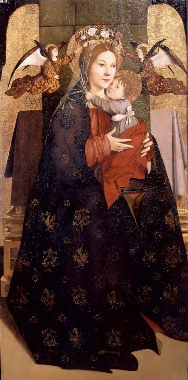 Madonna col Bambino e due angeli reggicorona, dal Polittico dei Dottori della Chiesa, 1471-72, Firenze, Galleria degli Uffizi
